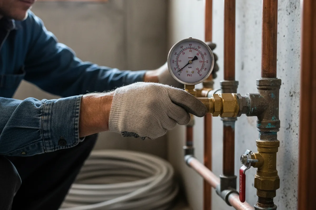 Pressure testing a repaired line during Water Line Repair in Weeping Water